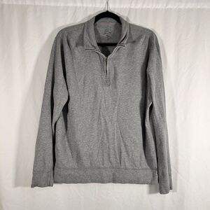 J. Crew Sweater Men's Large Solid Grey 1/4 Zip Mock Neck Long Sleeve Pullover